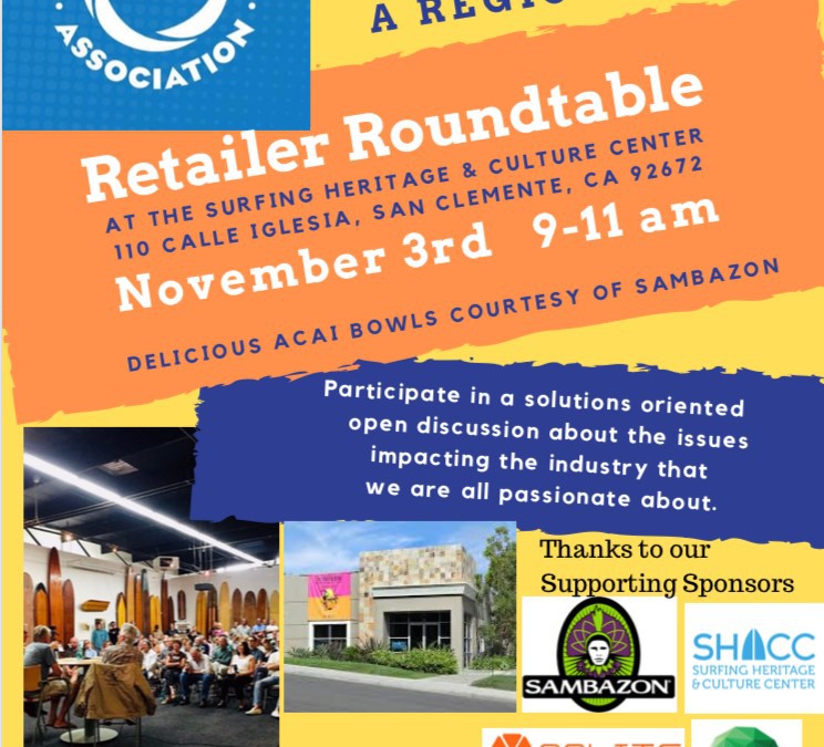 “Board Retailers Association (BRA) Announces Regional Retailer Roundtable” via ShopEatSurf.com